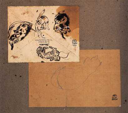 常玉 1931年作 猫与马的速写